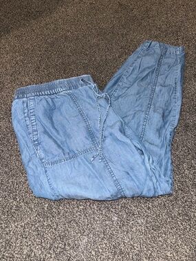 Old Navy Chambray Jogger Pants Women’s Small Petite Lightweight Drawstring
